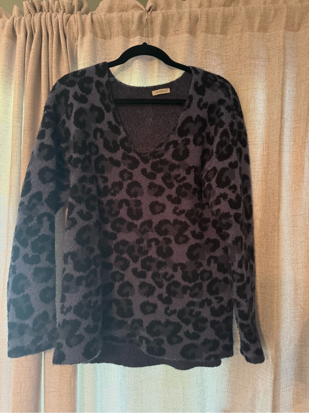 Amethyst Leopard V-Neck Sweater by Jameson